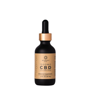 1500mg CBD tincture container on white background.