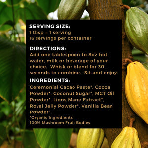 Cacao Brain Bliss ingredients