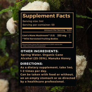 Hericium erinaceus tincture supplement facts.